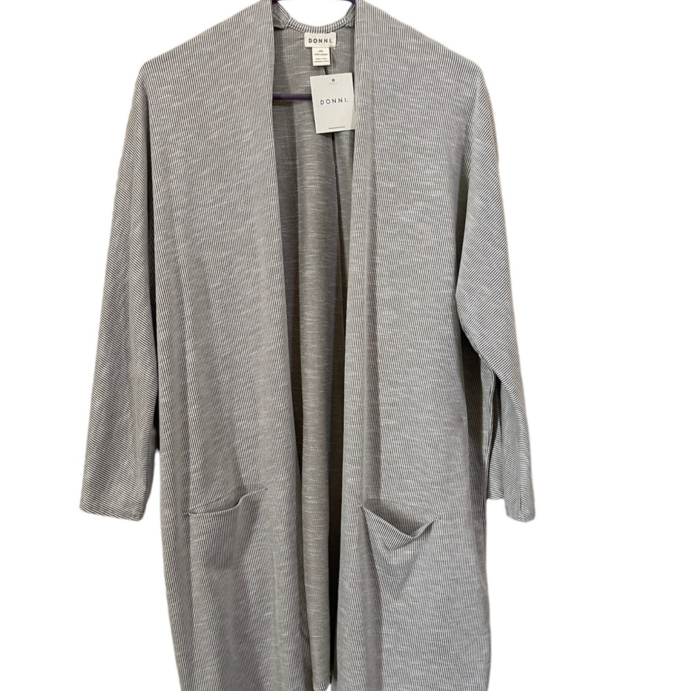 Donni Ribbed Double Pocket Cardigan. One Size